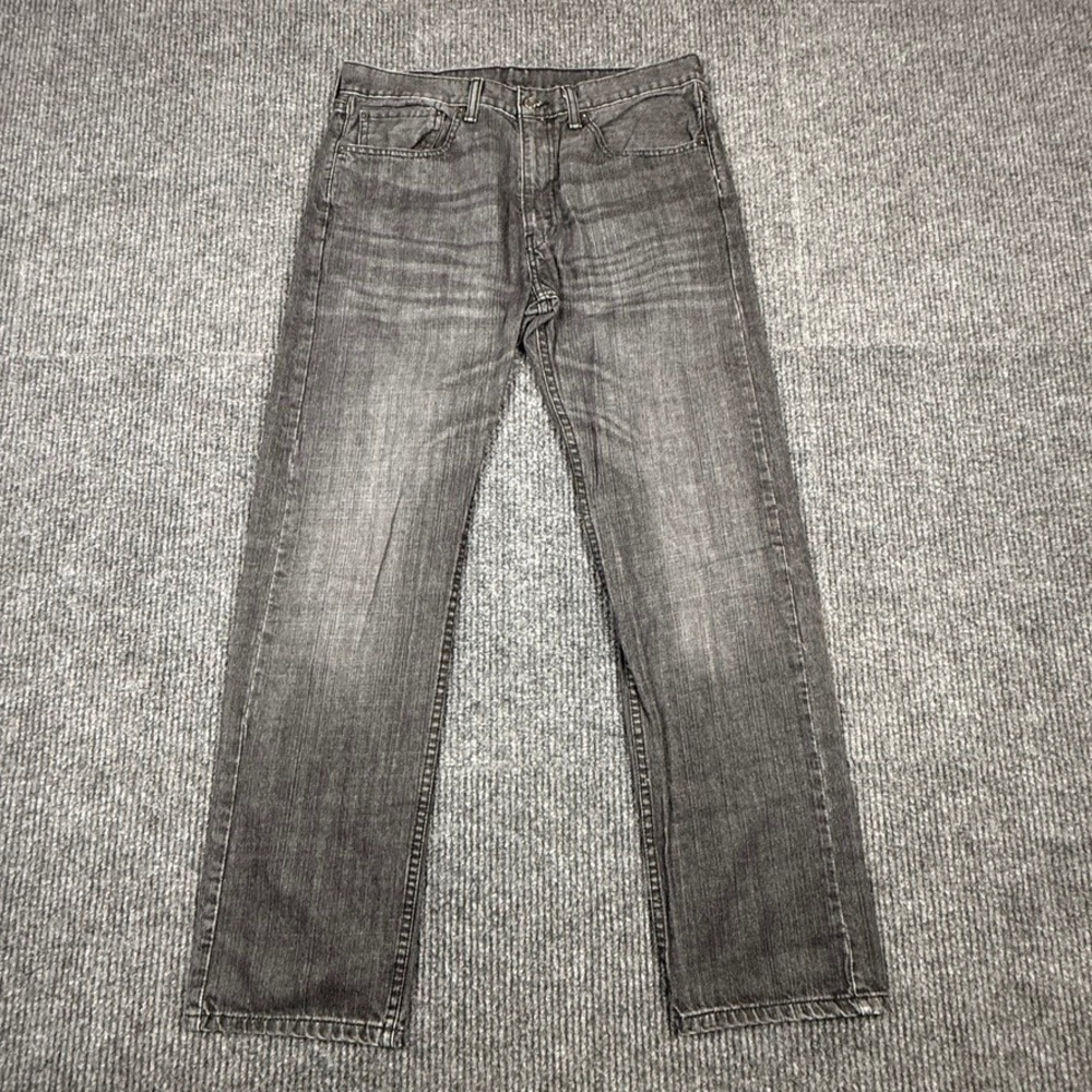 Levis 505 Regular Fit Jeans Mens 34x32 Faded Black Straight Leg Denim